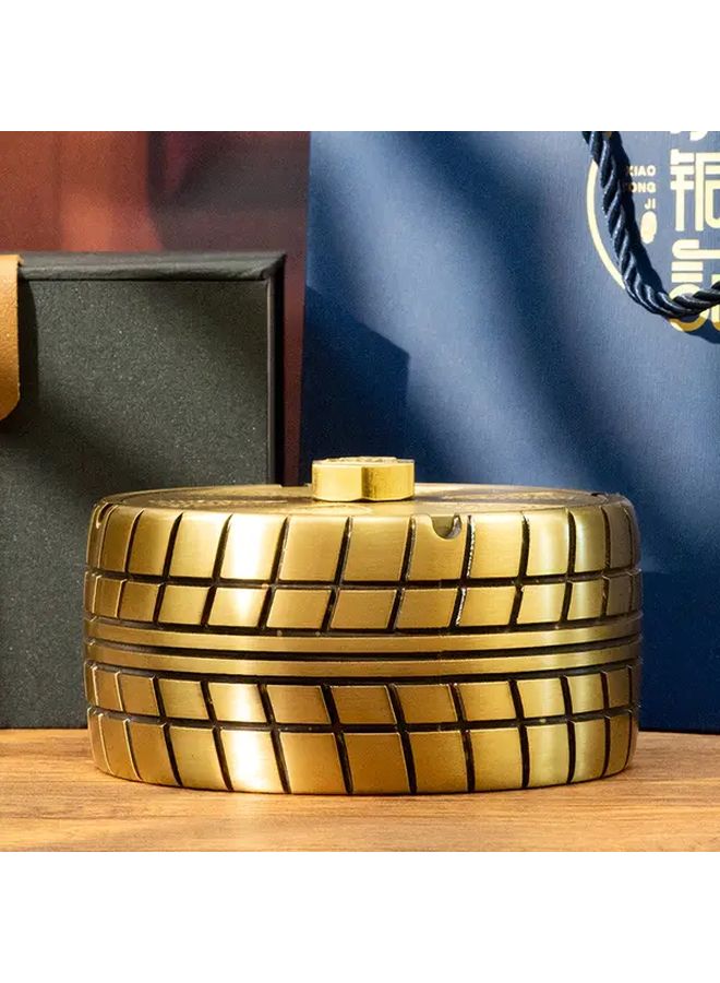 صينية سجائر من النحاس العتيق بغطاء قطر 5.04 بوصة لمنع تطاير الرماد ديكور منزلي - Image 5